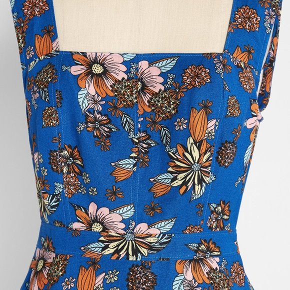 Bursting with Optimism Dark Blue Floral Fit & Flare Sundress by Modcloth Size 4 - Picture 3 of 10